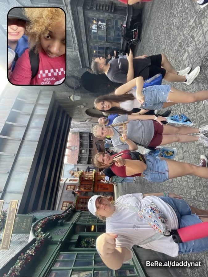 Shown here is a BeReal posted by AHS senior Natalie Jasso while spending time at Universal Studios with other AHS students.