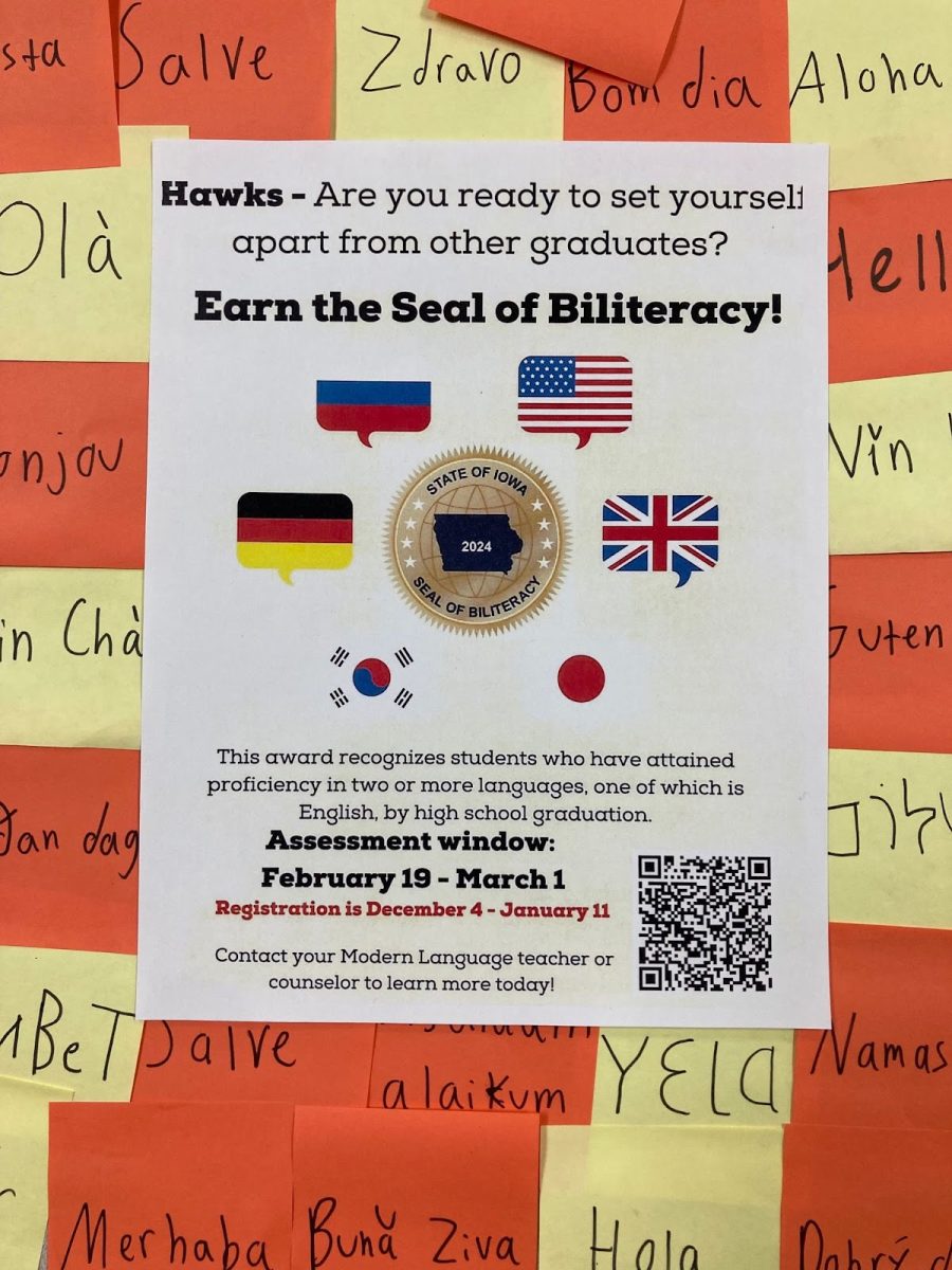 The Seal of Biliteracy is available for all students at Ankeny High School who are learning a second language. The deadline for registration is Jan. 11 and testing begins Feb. 19.