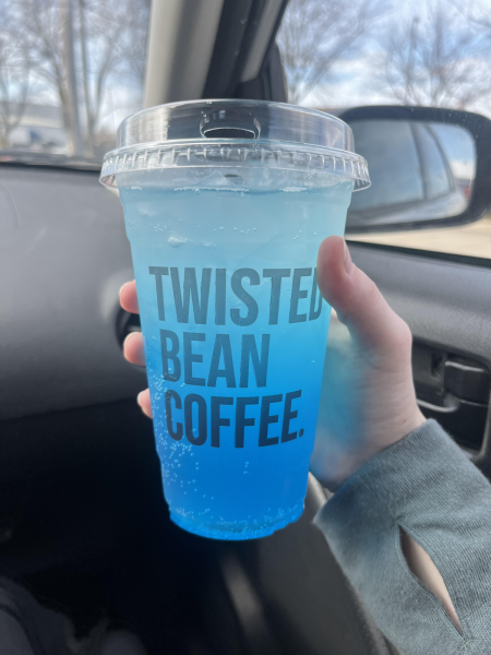 Twisted Bean Coffee Energy Infusion with flavors white chocolate and blue raspberry.