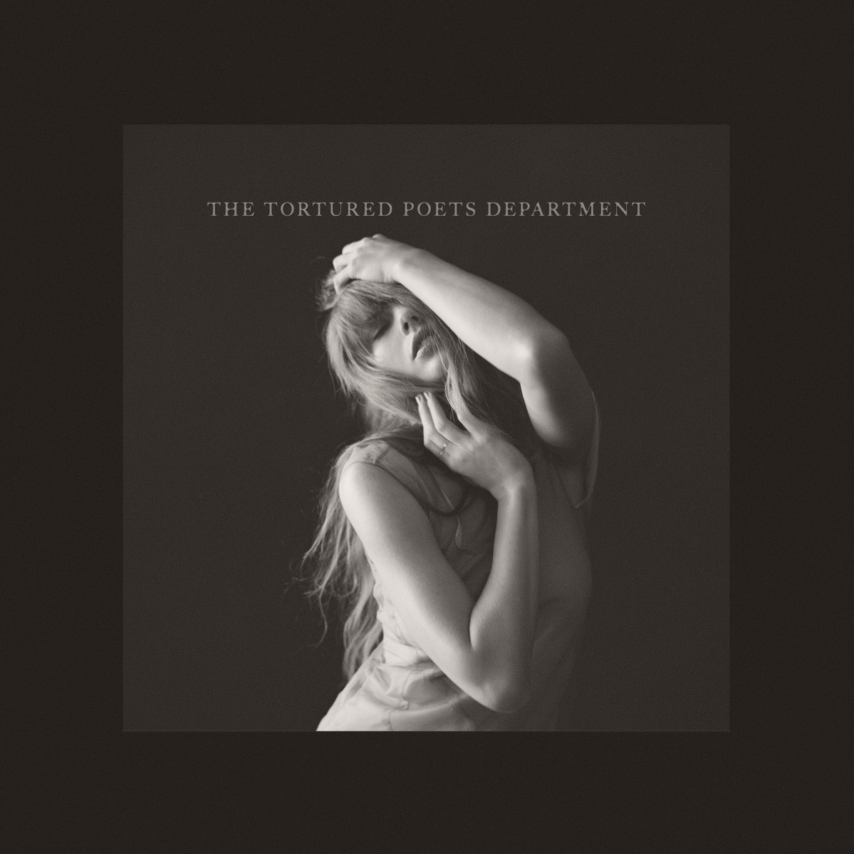 Album cover for Taylor Swifts most recent album, Tortured Poets Department Record label Republic Records, Photographer Beth Garrabrant