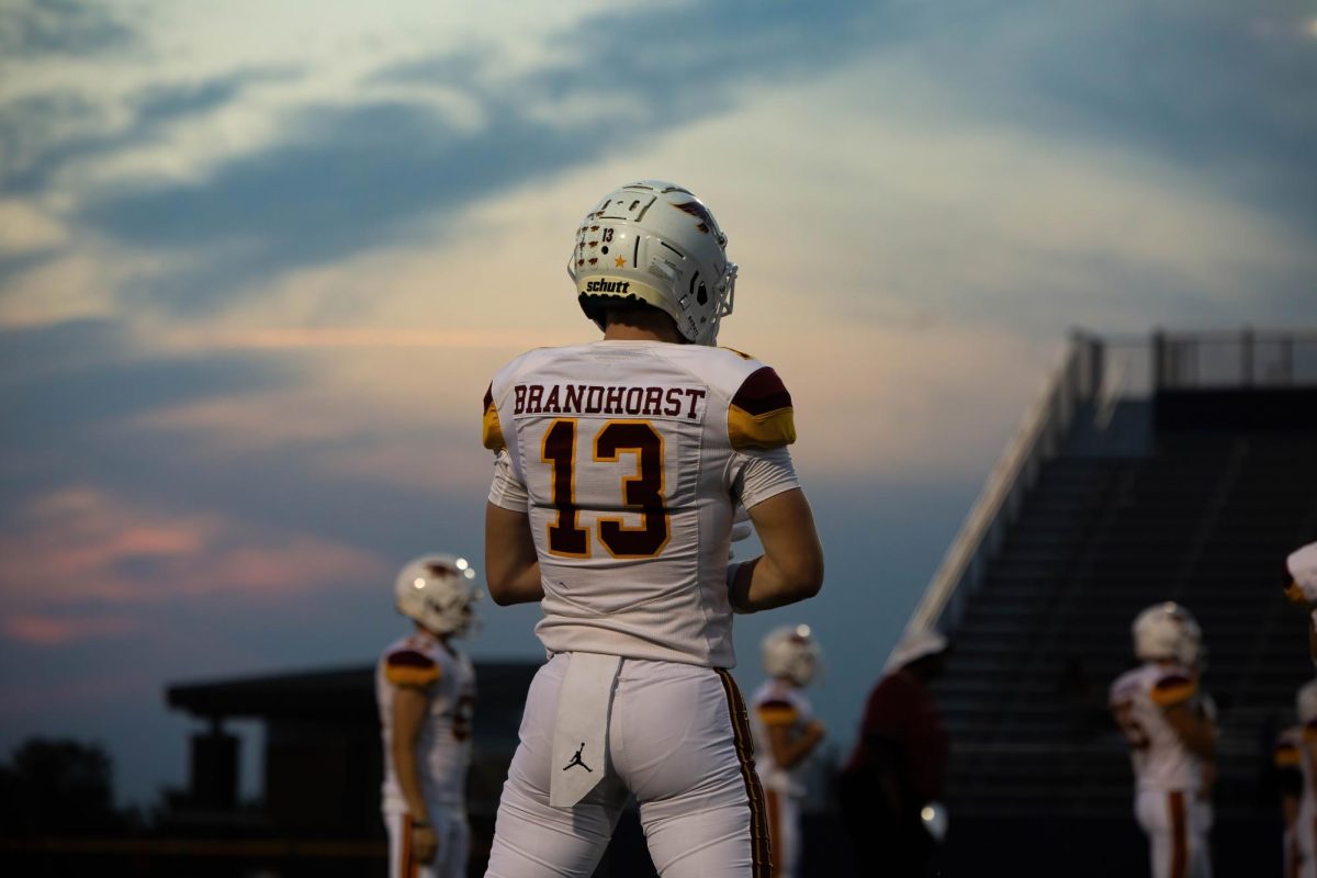 The Ankeny Hawks traveled to Iowa City Liberty to take on the Liberty Lighting. Junior Andrew Brandhorst is  on the field, ready for warm-ups. 
