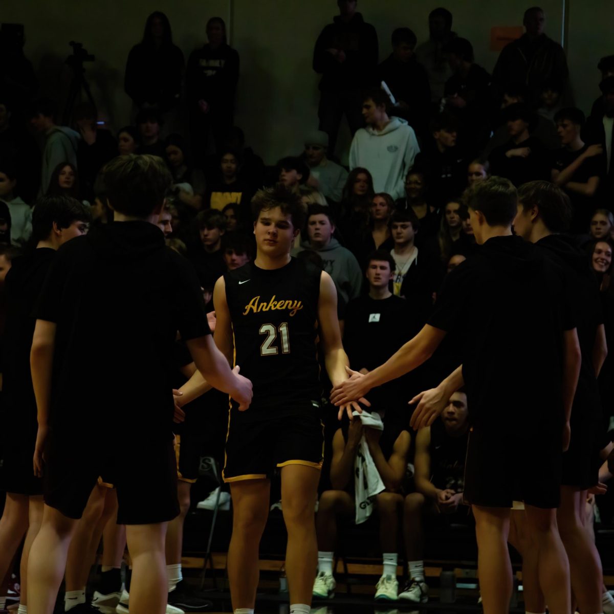 On Tuesday, January 8th, the Ankeny Hawks took on their cross-town rivals, the Centennial Jaguars, in a tight matchup. Junior Kael Roush prepares for the game.