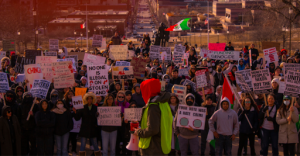 Protesters gather at the Iowa Capitol on Jan. 25, 2025, to voice their opposition to ICE (U.S. Immigration and Customs Enforcement) and mass deportations, joining a nationwide call for immigration reform and the protection of immigrant rights.