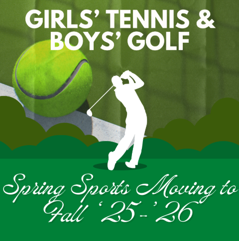 IGHSAU and IHSAA announce the shift of girls’ tennis and boys’ golf to the fall season starting in 2025, sparking debate over the impact on student-athletes and school sports programs.
Created by Olivia Luna using Canva