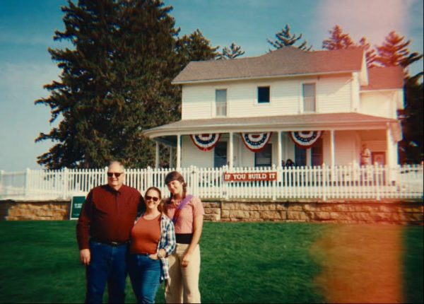 Foreign exchange student Natali Bairamidi (far right) stands with her host family on a trip to Dyersville, Iowa. Photo published with permission from Natali Bairamidi.