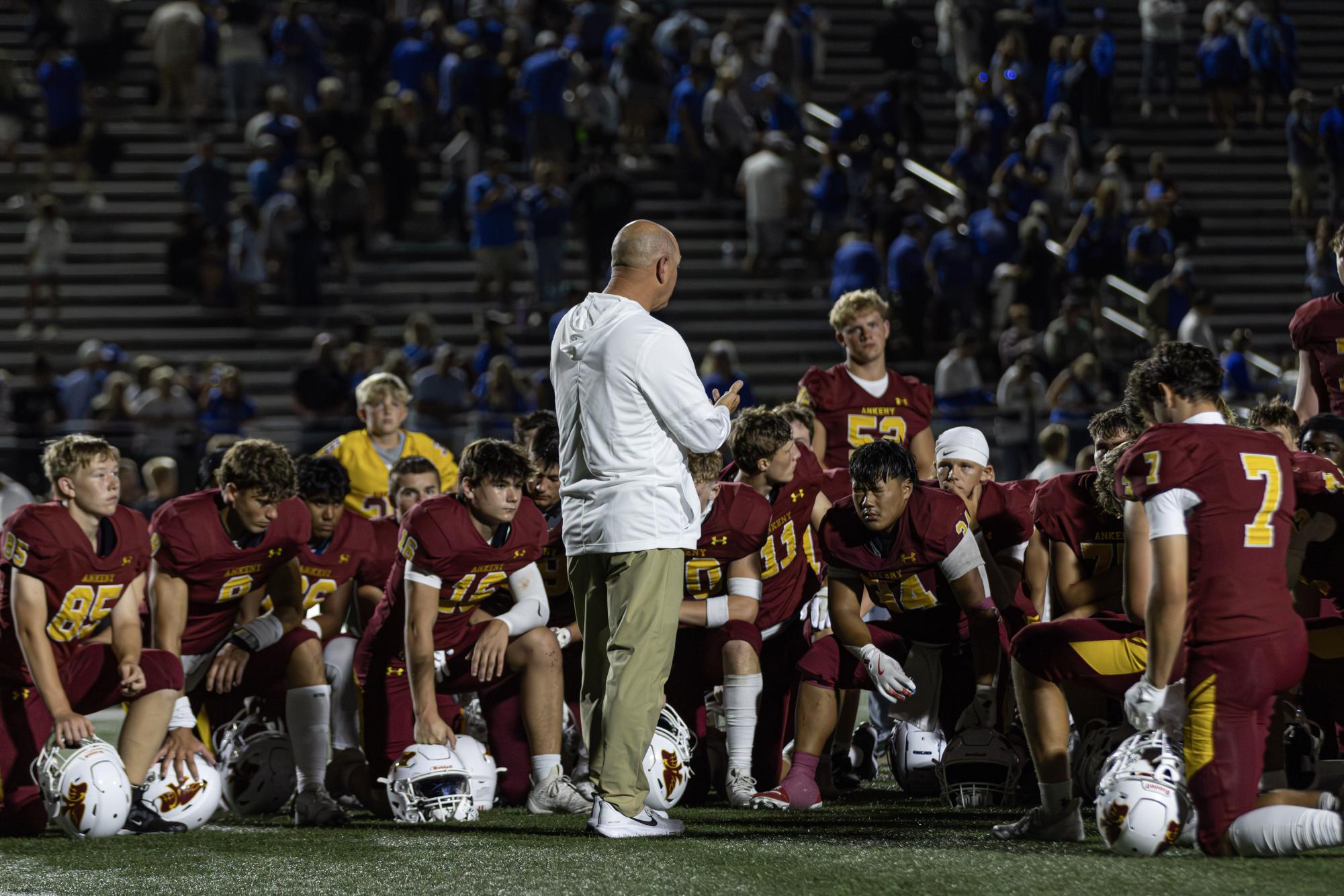 Head Coach Jeff Bauer addresses the team. Photo by Bryant Warren 