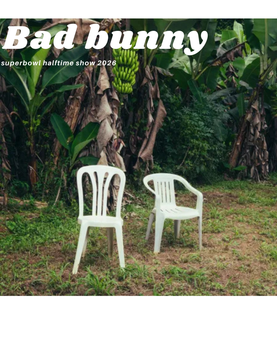 Album cover of Bad Bunny’s most recent Grammy win, “DeBÍ TiRAR MáS FOToS,” Rimas Entertainment LLC.  Bad Bunny is rumored to play multiple songs from the album during the 2026 halftime show. Edited by Miguel Villegas using Canva.
