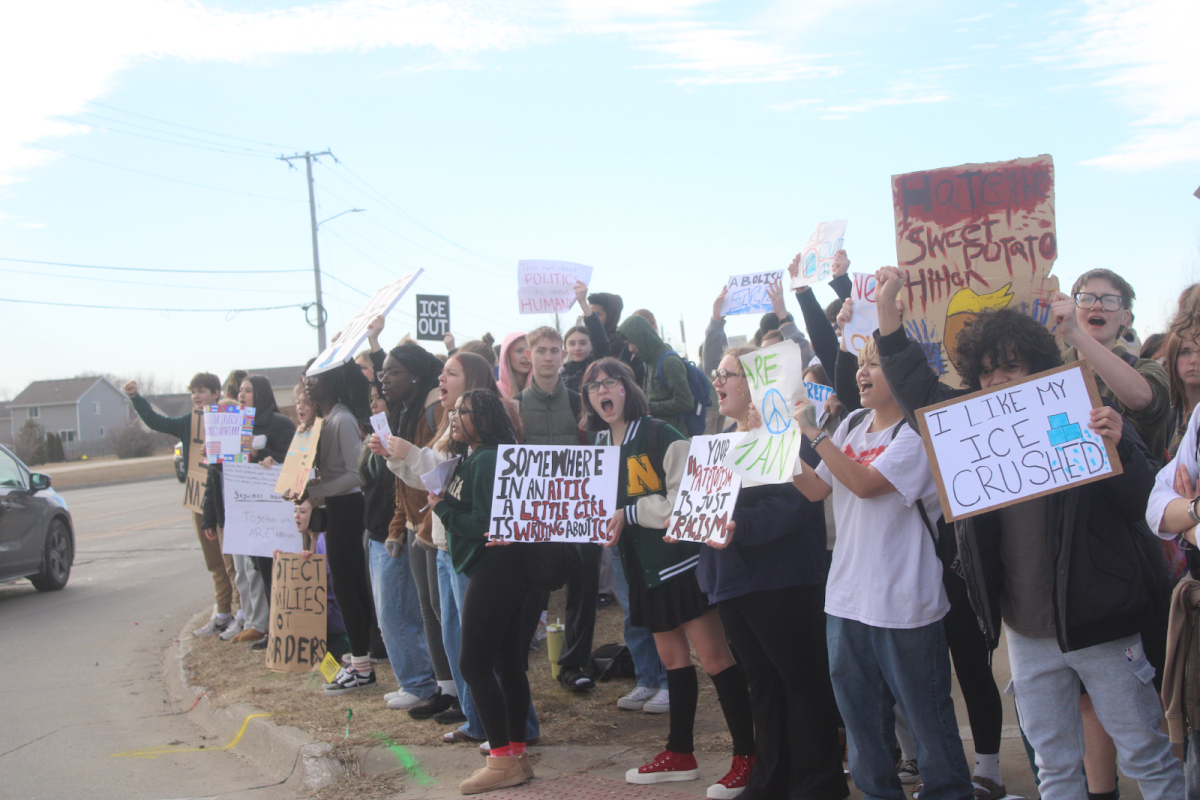 Students at Ankeny Centennial High School (ACHS) held a walkout on Feb. 10 on the corner of NW State St. and NW 18th St.