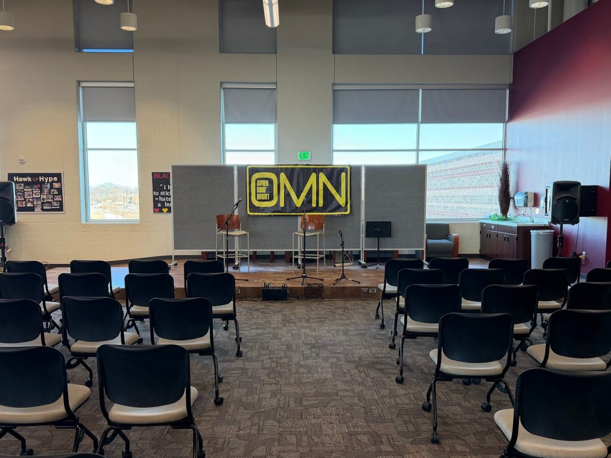 Shirts and stickers with the logo were made to hand out to performers for being brave enough to put themselves out there. A shirt was given to first timers while returners received stickers for sharing their art. The Open Mic Night or OMN logo was designed by Tom Honz, teacher Librarian at Ankeny Centennial high school. 
