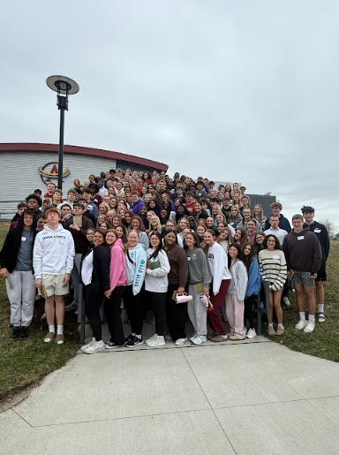 MVP Retreat with Ankeny High School, Ankeny Centennial, Southview, and Northview students. Through discussions and interactive lessons, students learned what it means to be a leader. Guidance counselors on April 1st at Ankeny Stadium Room. Photo published with permission from Mary Kate Leister.